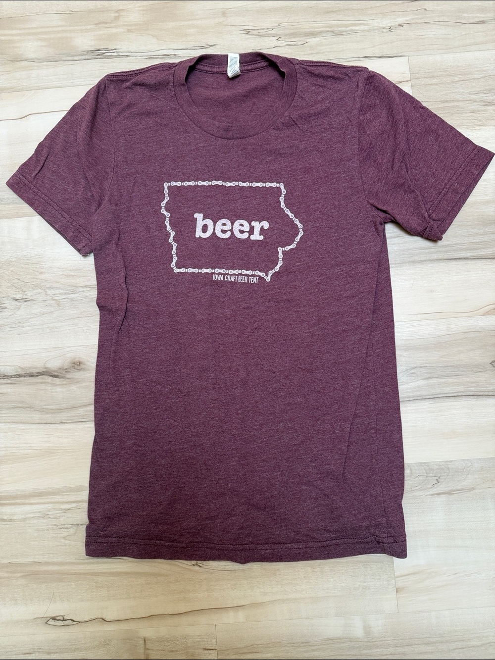 RAGBRAI Iowa Craft Beer Tent “Beer”Graphic Crewneck T-Shirt - Maroon